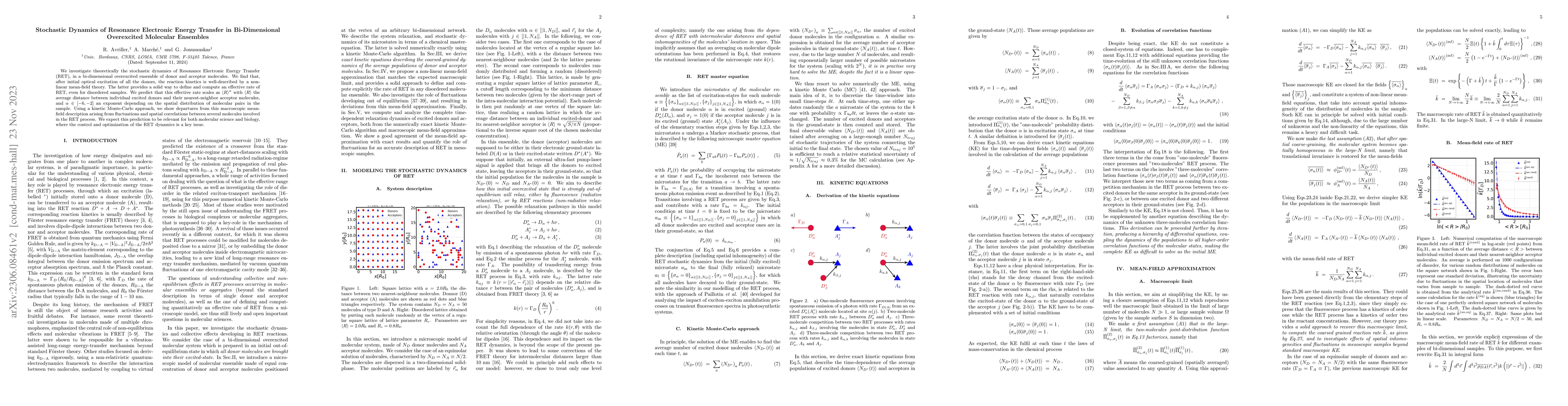 Thumbnail for Stochastic Dynamics of Resonance Electronic Energy Transfer in
  Bi-Dimensional Overexcited Molecular Ensembles