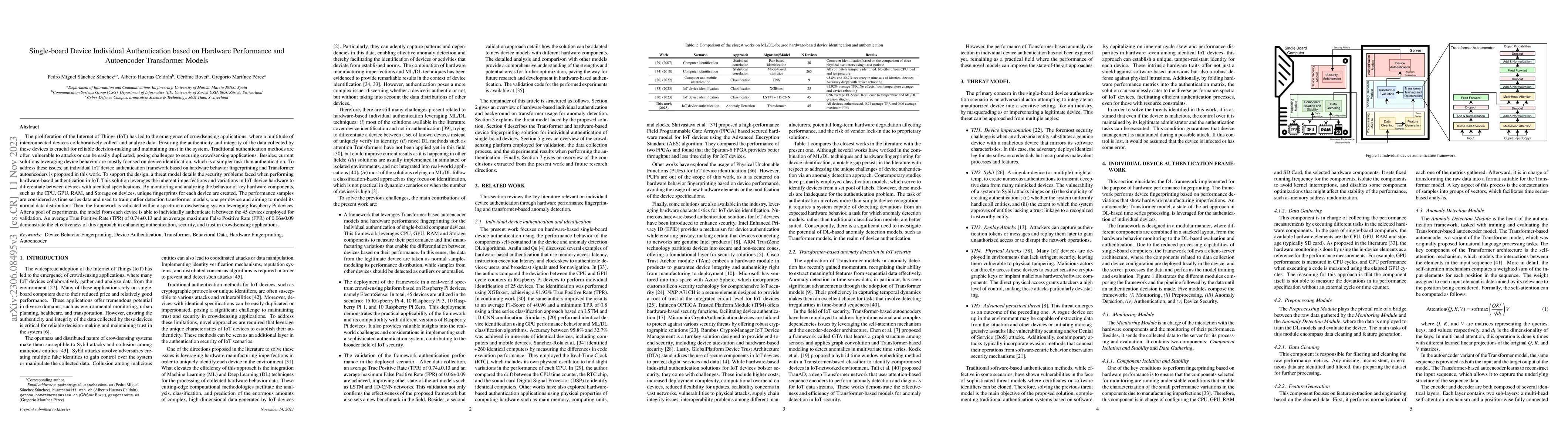 Thumbnail for Single-board Device Individual Authentication based on Hardware
  Performance and Autoencoder Transformer Models