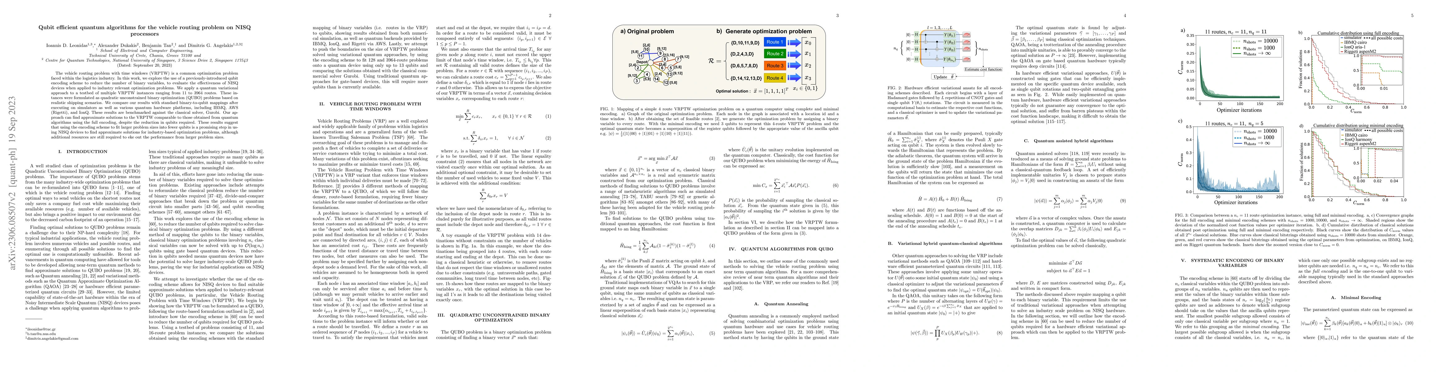 Thumbnail for Qubit efficient quantum algorithms for the vehicle routing problem on
  NISQ processors
