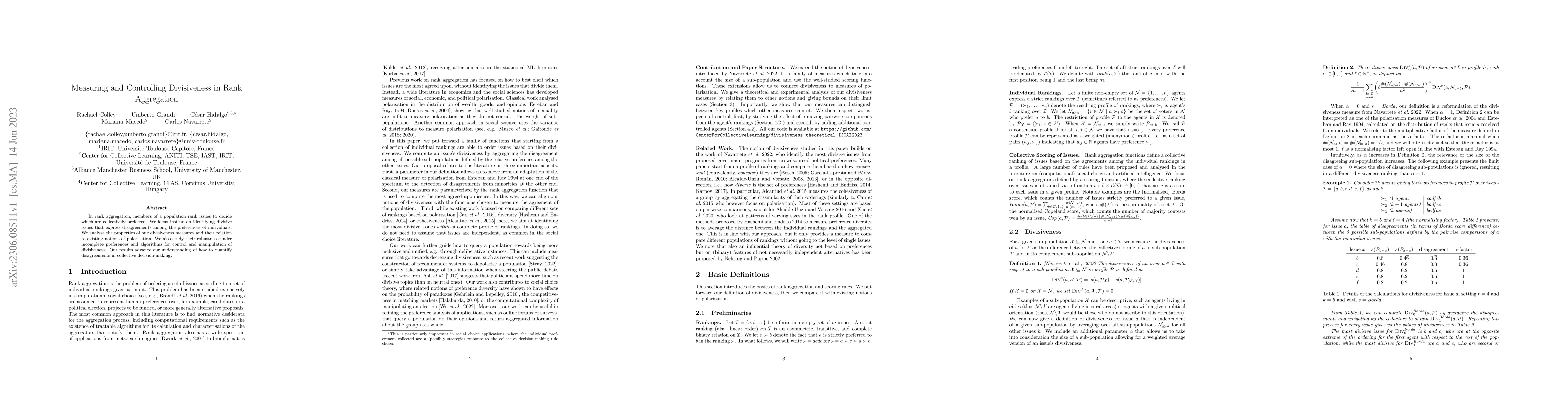 Thumbnail for Measuring and Controlling Divisiveness in Rank Aggregation