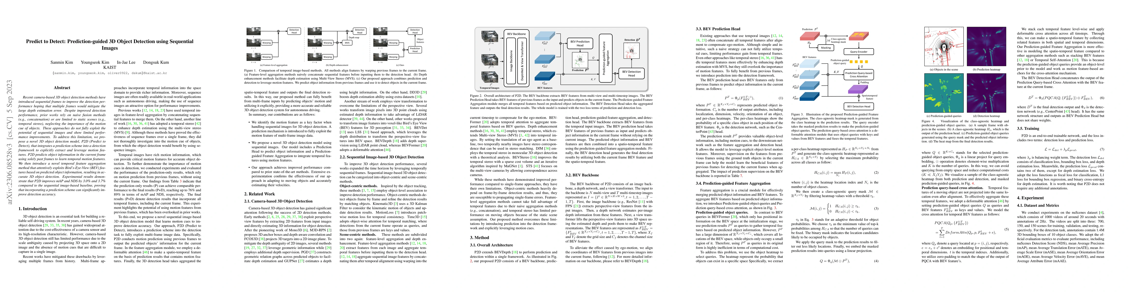 Thumbnail for Predict to Detect: Prediction-guided 3D Object Detection using
  Sequential Images