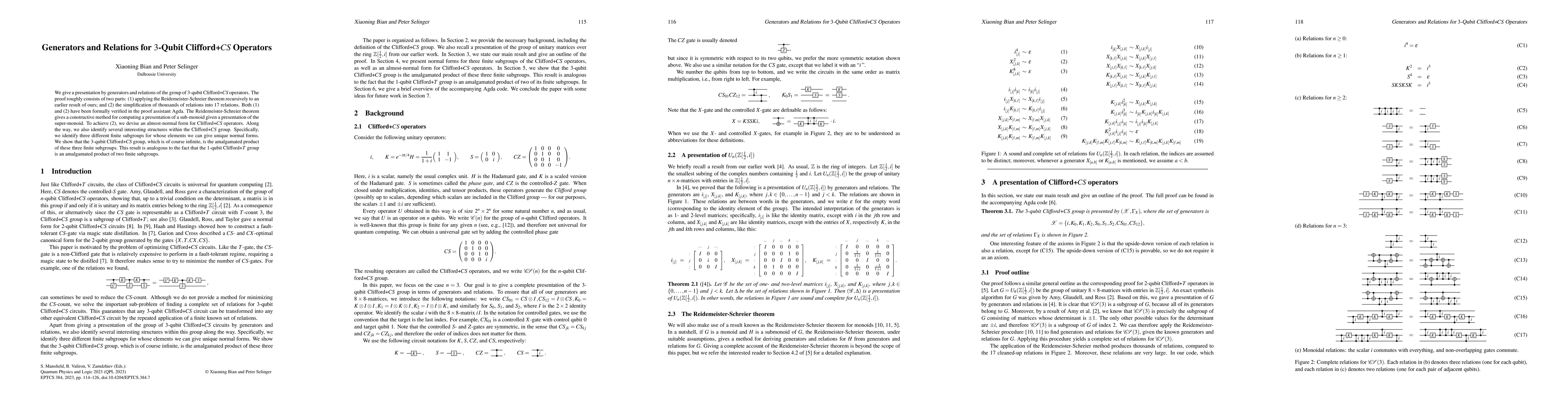 Thumbnail for Generators and Relations for 3-Qubit Clifford+CS Operators