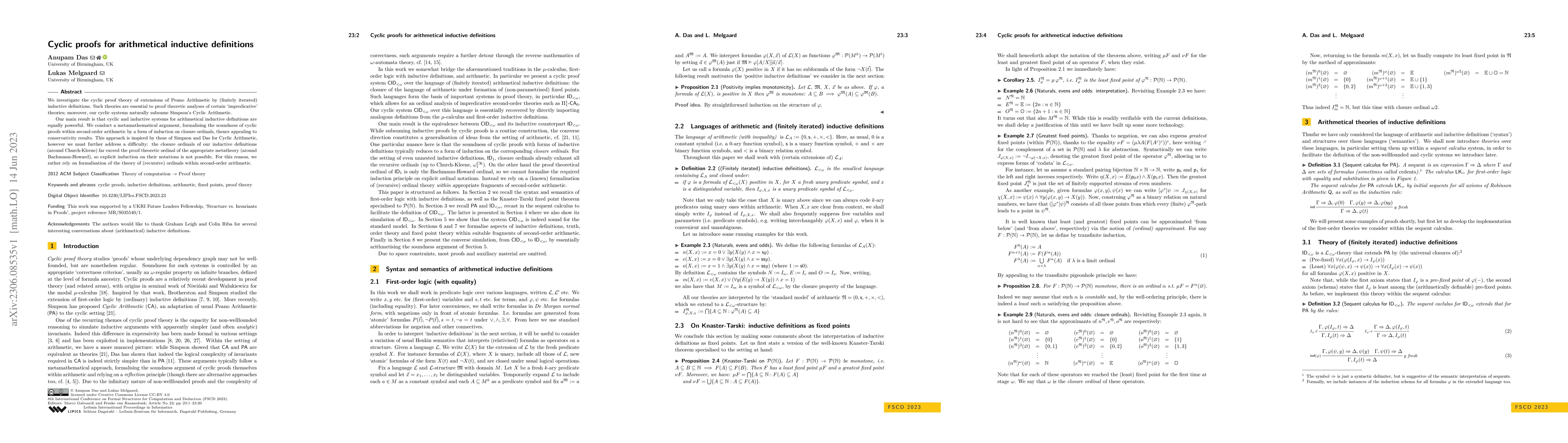 Thumbnail for Cyclic proofs for arithmetical inductive definitions