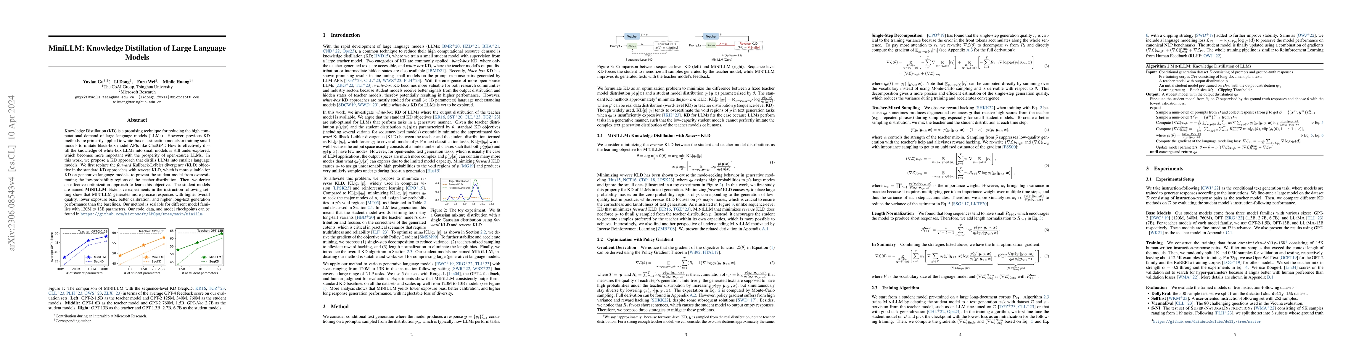 Thumbnail for MiniLLM: Knowledge Distillation of Large Language Models