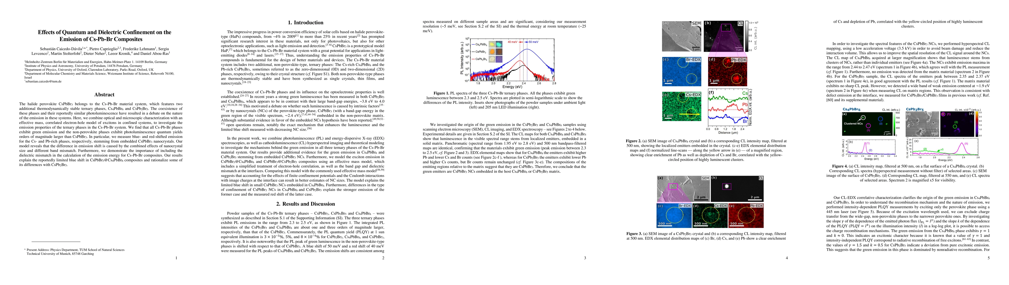 Thumbnail for Effects of Quantum and Dielectric Confinement on the Emission of
  Cs-Pb-Br Composites