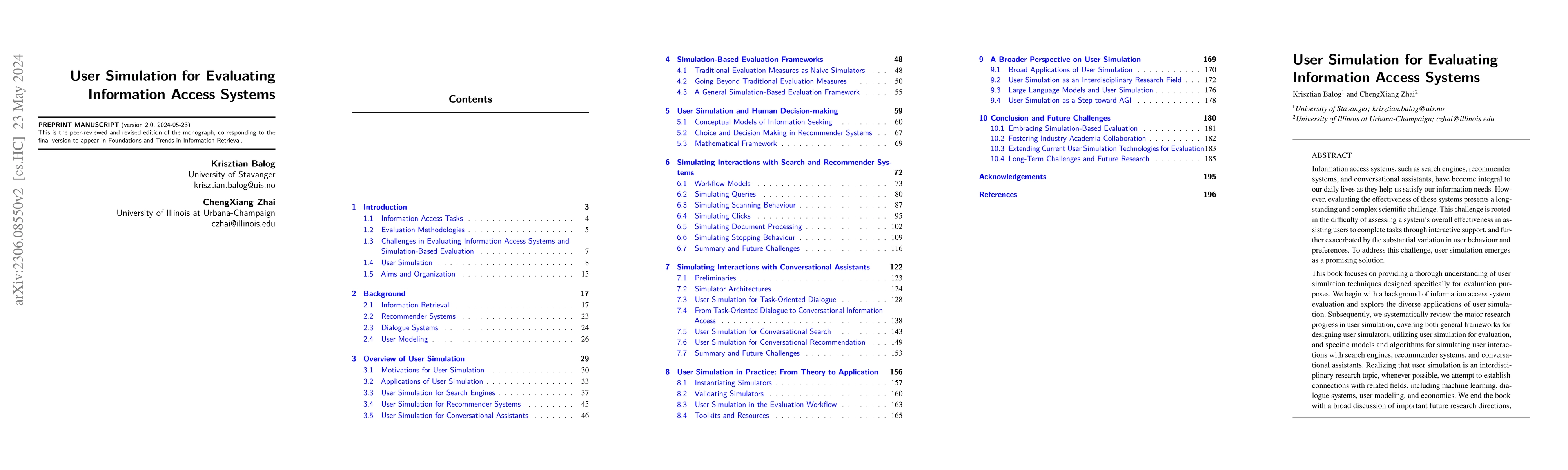 Thumbnail for User Simulation for Evaluating Information Access Systems