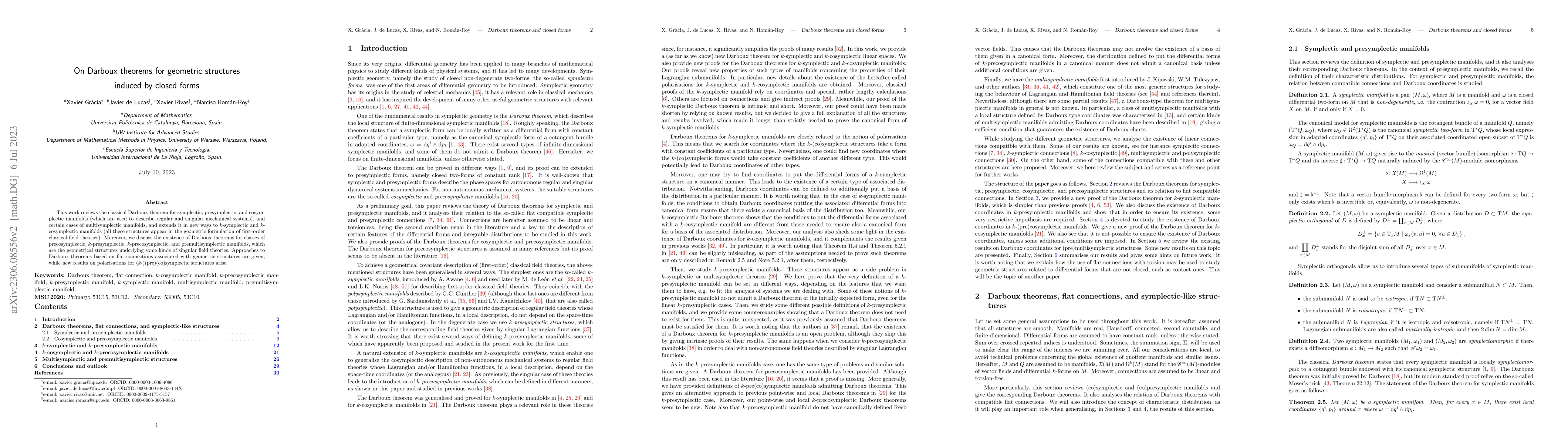 Thumbnail for On Darboux theorems for geometric structures induced by closed forms