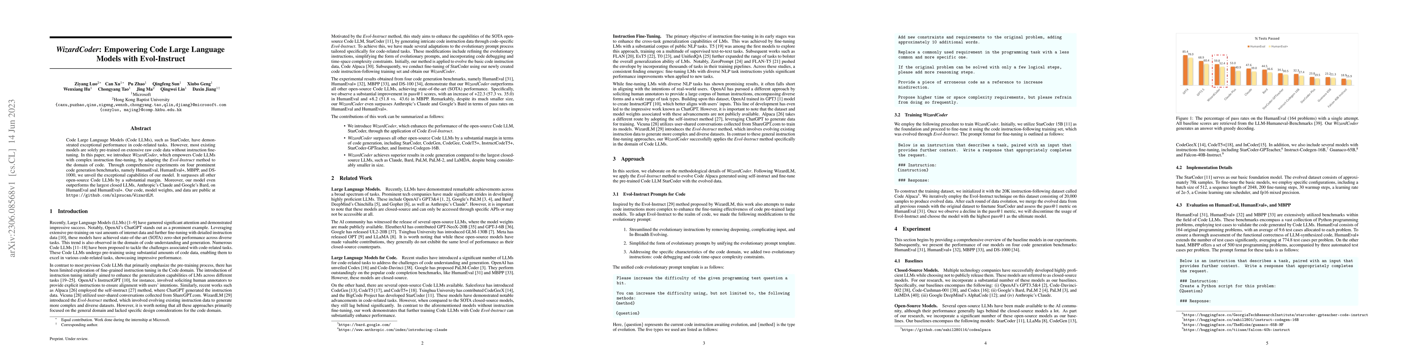 Thumbnail for WizardCoder: Empowering Code Large Language Models with Evol-Instruct