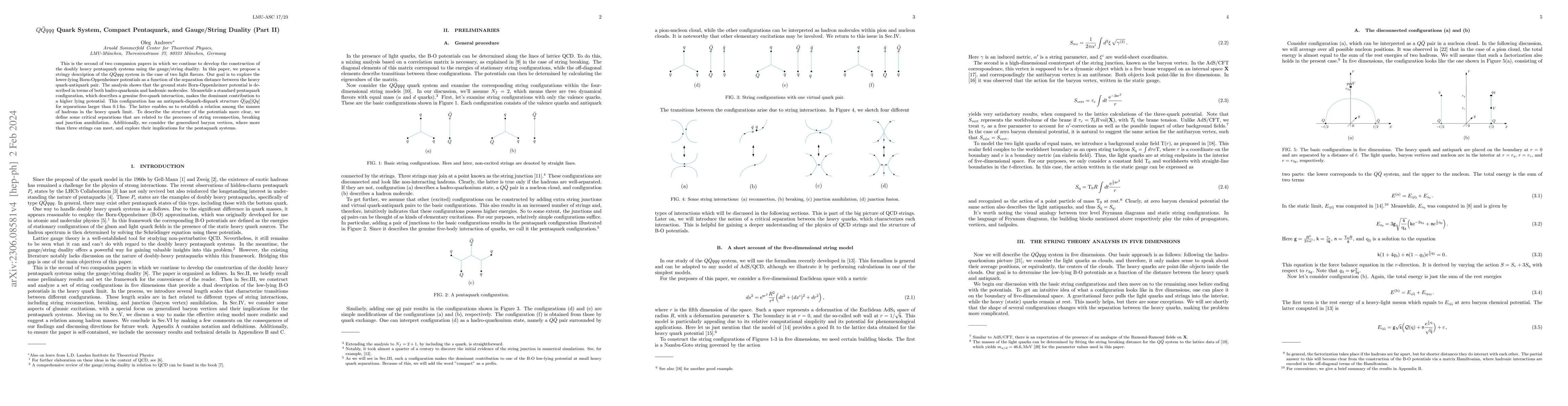 Thumbnail for $Q\bar Qqqq$ Quark System, Compact Pentaquark, and Gauge/String Duality
  (Part II)