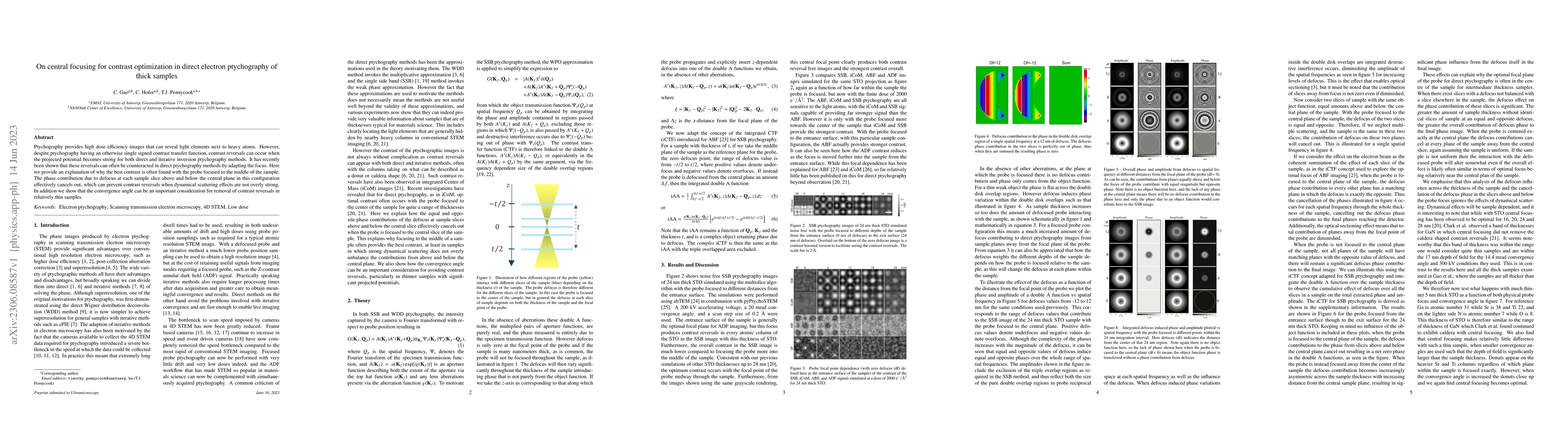 Thumbnail for On central focusing for contrast optimization in direct electron
  ptychography of thick samples