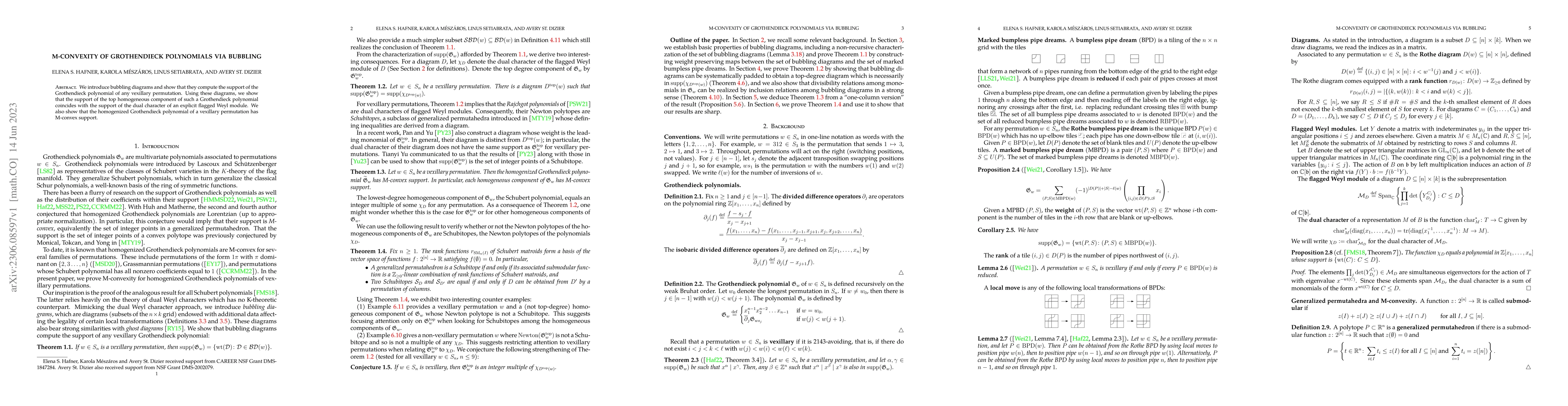 Thumbnail for M-convexity of Grothendieck polynomials via bubbling
