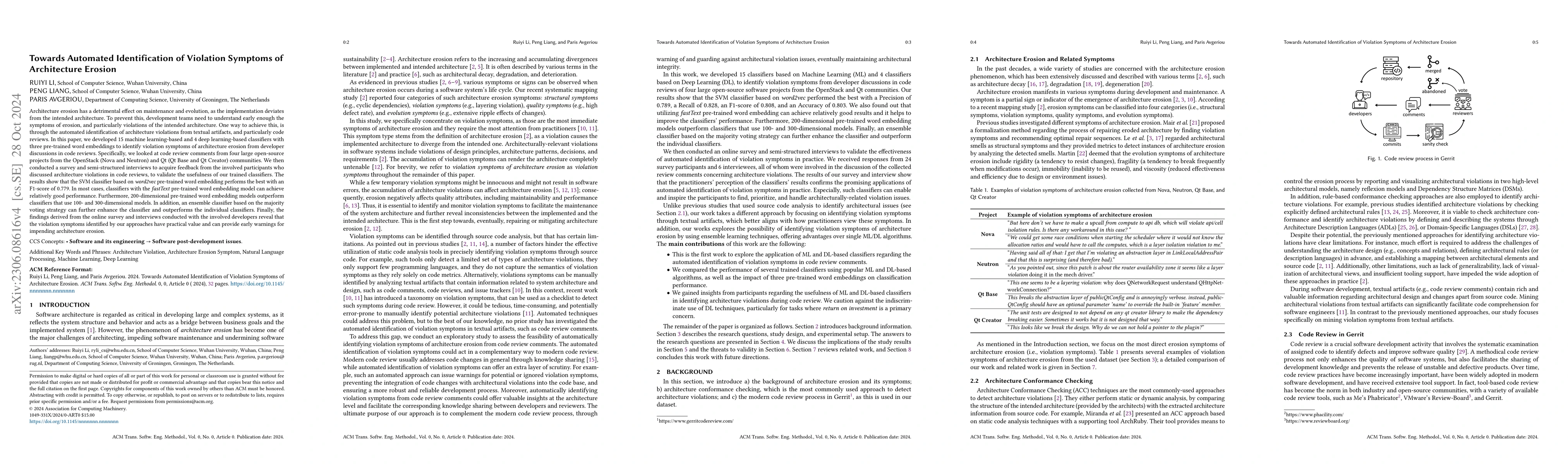 Thumbnail for Towards Automated Identification of Violation Symptoms of Architecture
  Erosion