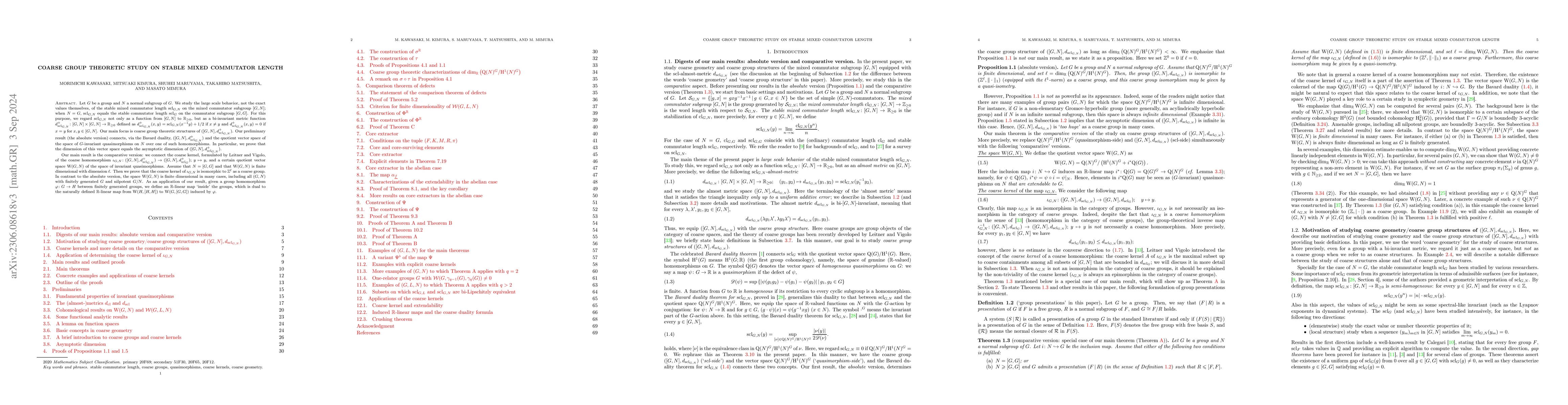 Thumbnail for Coarse group theoretic study on stable mixed commutator length