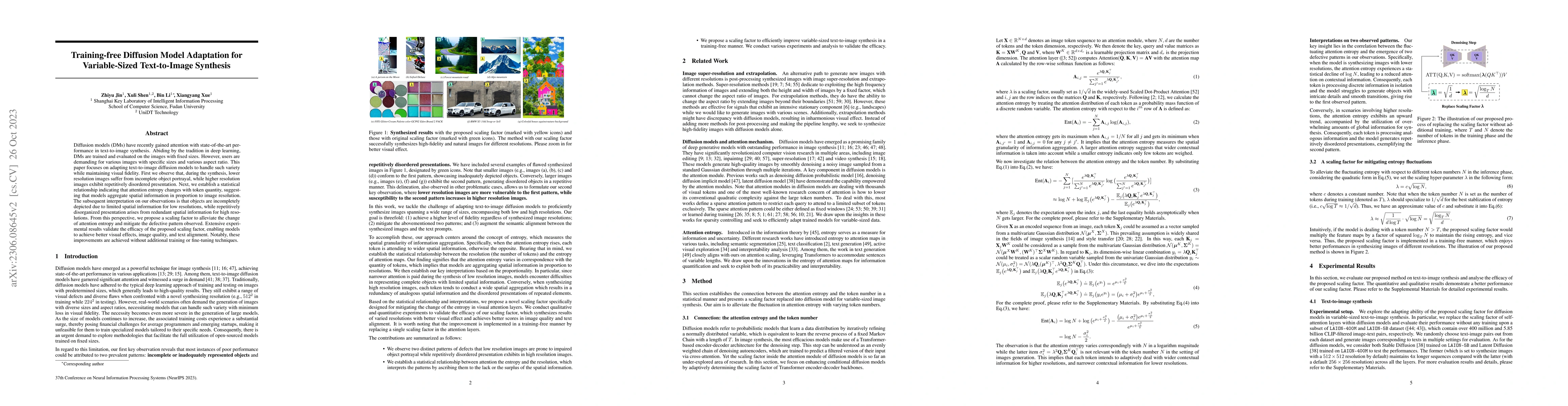 Thumbnail for Training-free Diffusion Model Adaptation for Variable-Sized
  Text-to-Image Synthesis