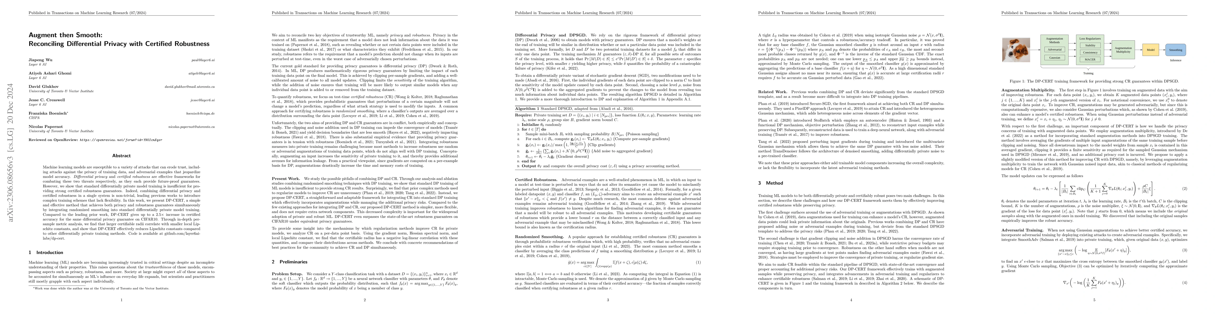 Thumbnail for Augment then Smooth: Reconciling Differential Privacy with Certified
  Robustness