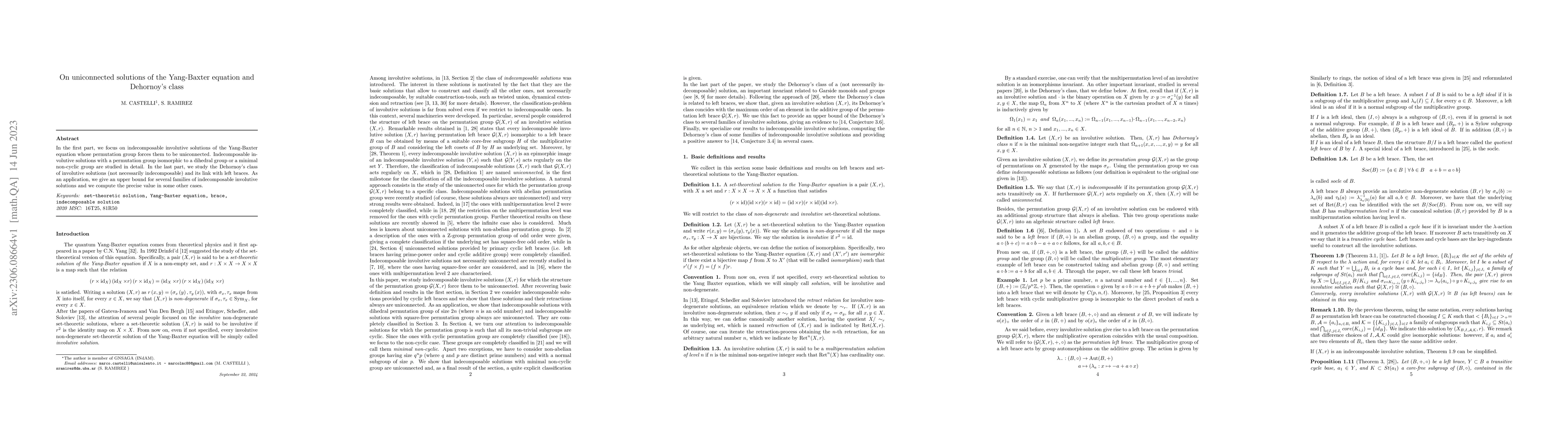 Thumbnail for On uniconnected solutions of the Yang-Baxter equation and Dehornoy's
  class