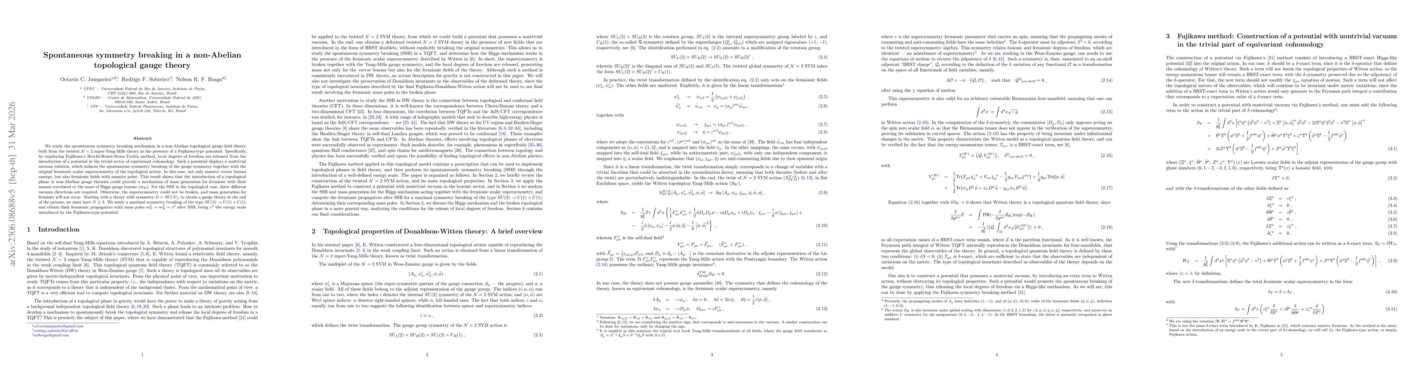 Thumbnail for Spontaneous symmetry breaking in topological quantum field theory