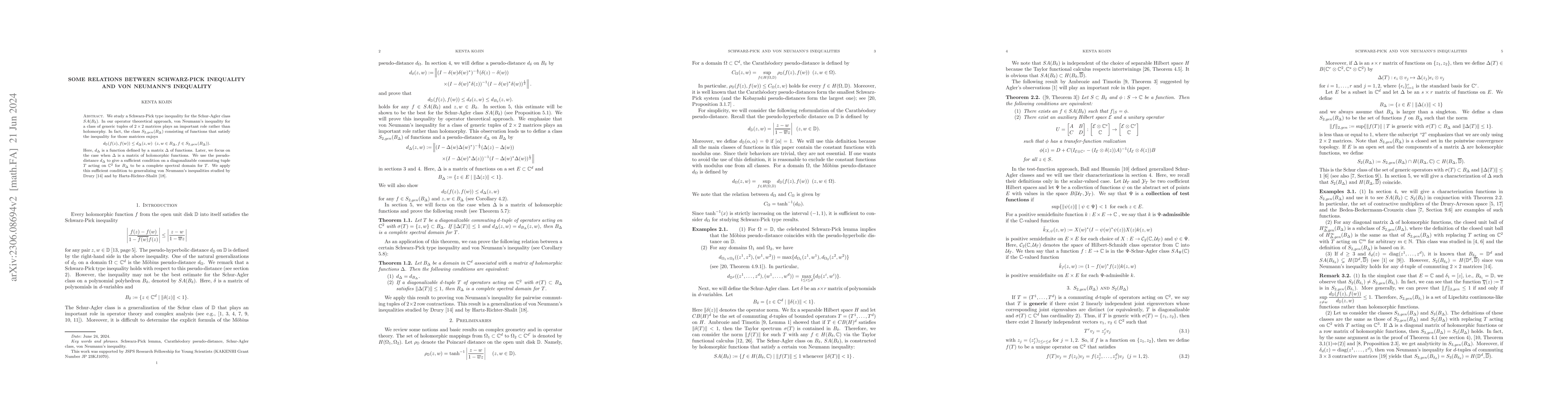 Thumbnail for Some relations between Schwarz-Pick inequality and von Neumann's
  inequality