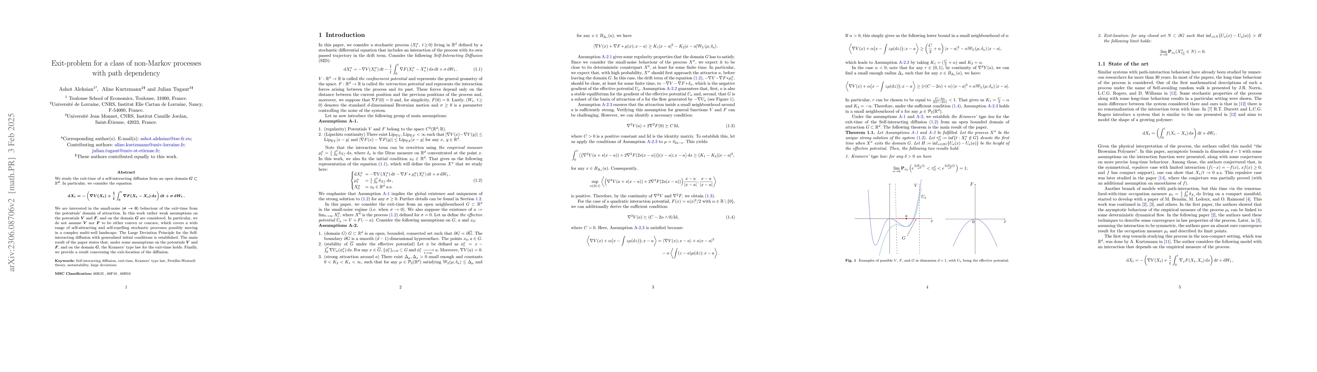 Thumbnail for Exit-problem for a class of non-Markov processes with path dependency