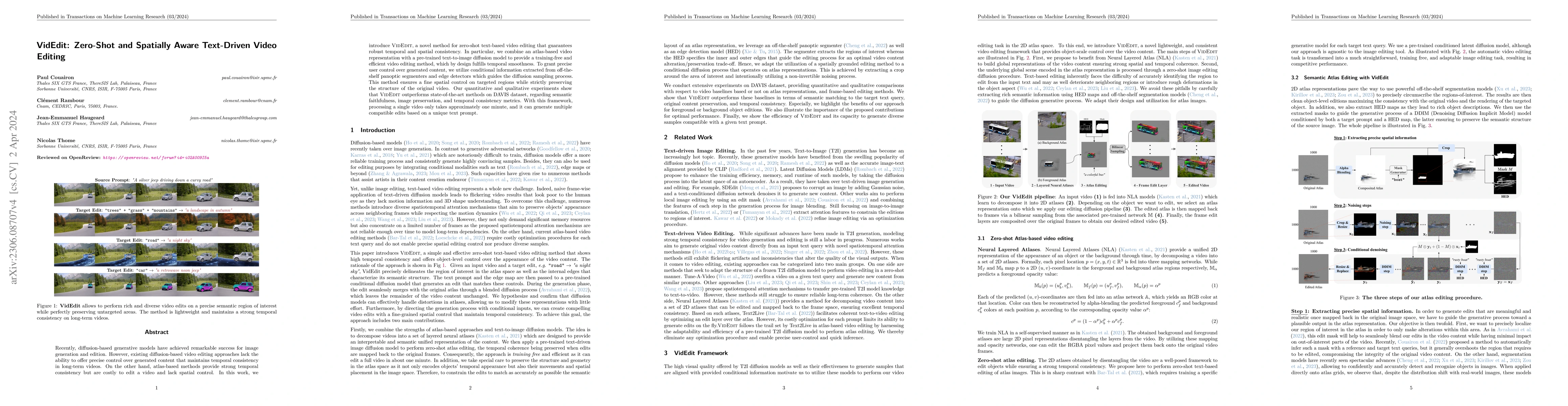Thumbnail for VidEdit: Zero-Shot and Spatially Aware Text-Driven Video Editing