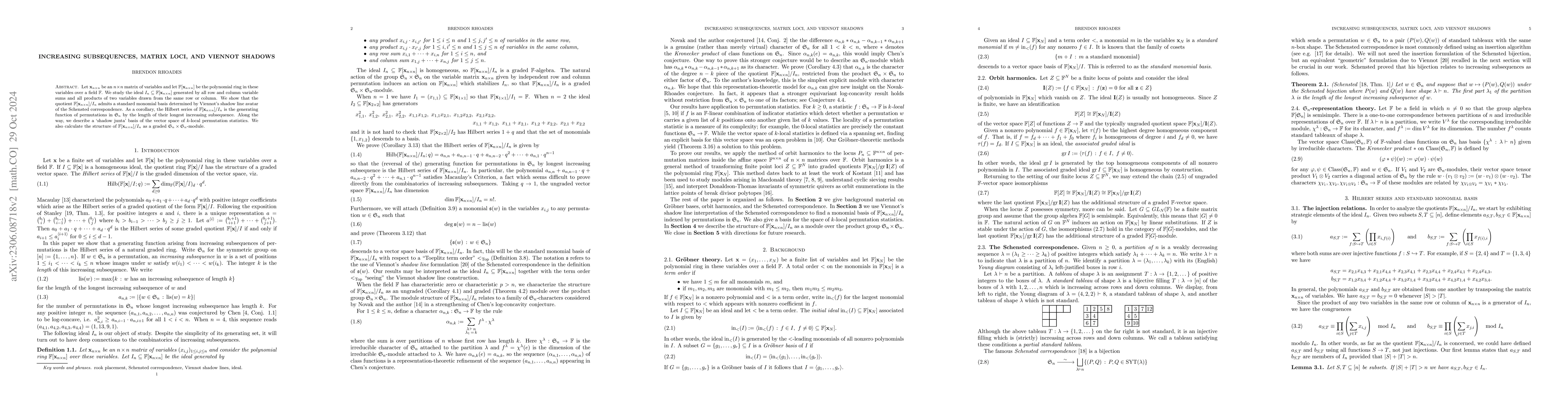 Thumbnail for Increasing subsequences, matrix loci, and Viennot shadows