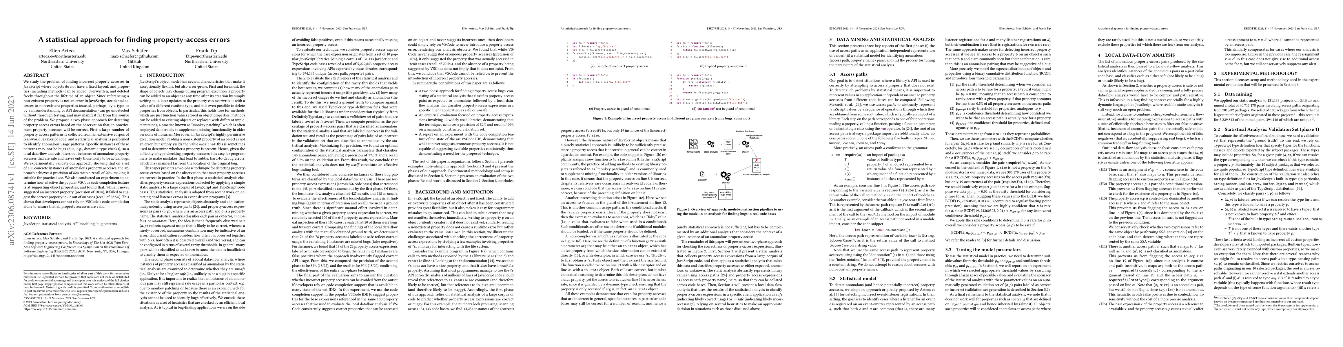 Thumbnail for A statistical approach for finding property-access errors