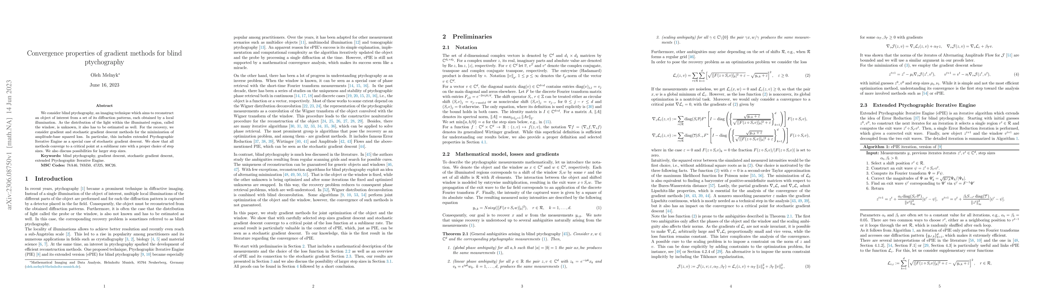 Thumbnail for Convergence properties of gradient methods for blind ptychography
