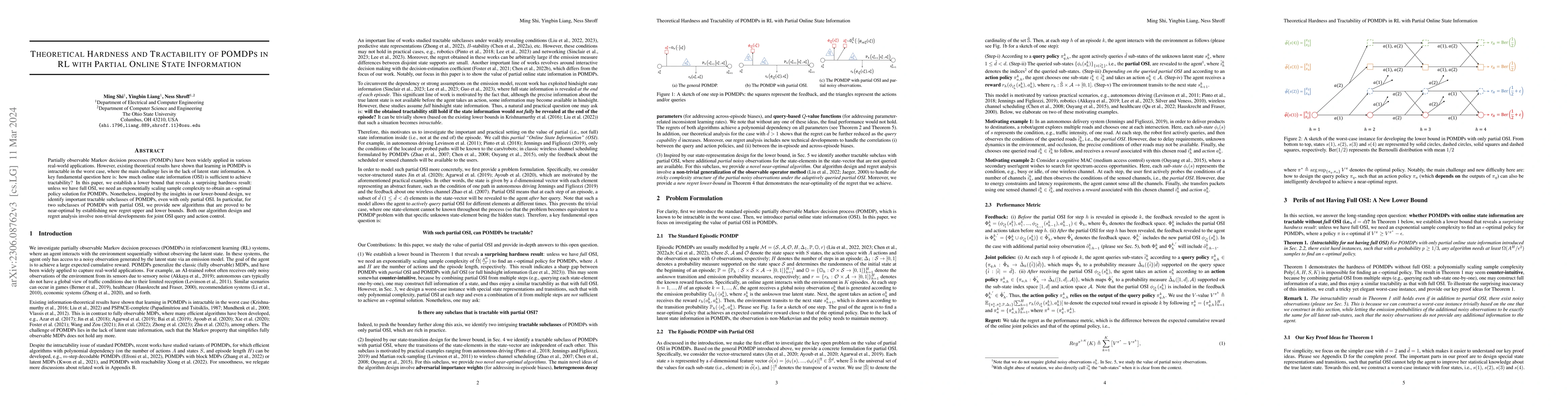 Thumbnail for Theoretical Hardness and Tractability of POMDPs in RL with Partial
  Online State Information