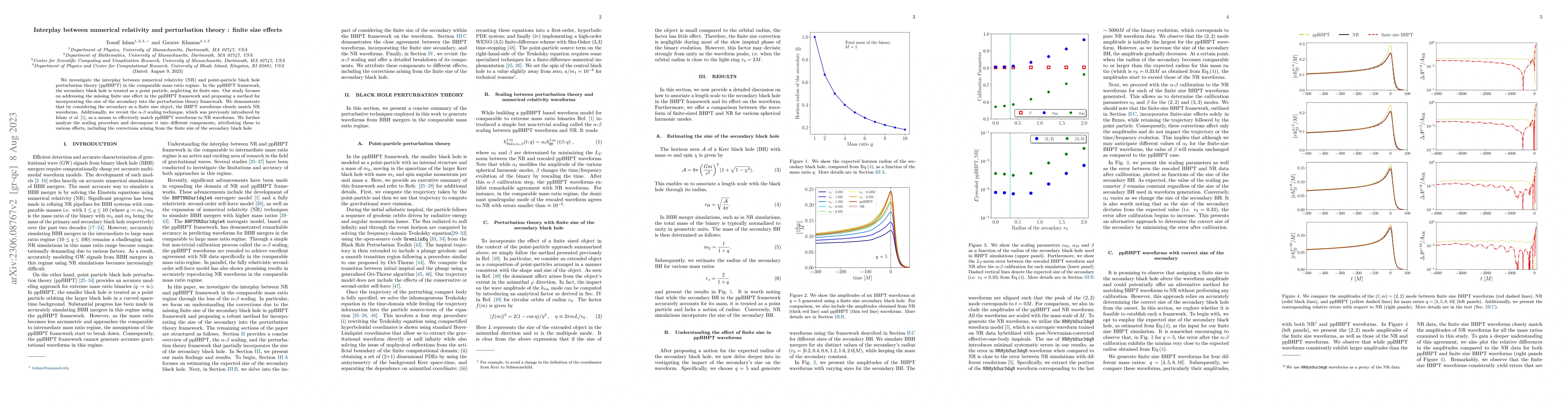 Thumbnail for Interplay between numerical relativity and perturbation theory : finite
  size effects