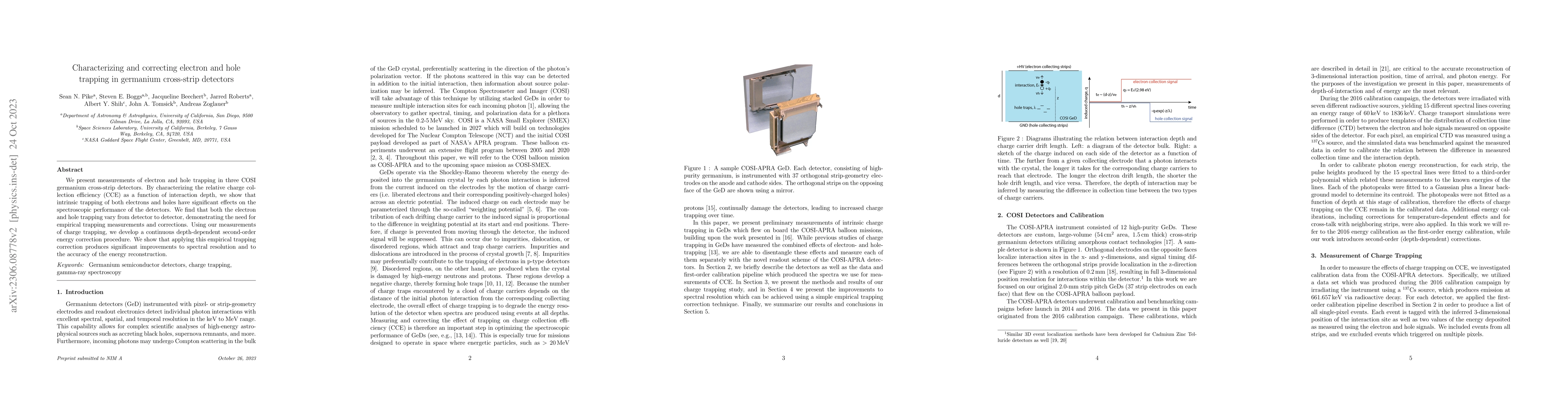 Thumbnail for Characterizing and correcting electron and hole trapping in germanium
  cross-strip detectors