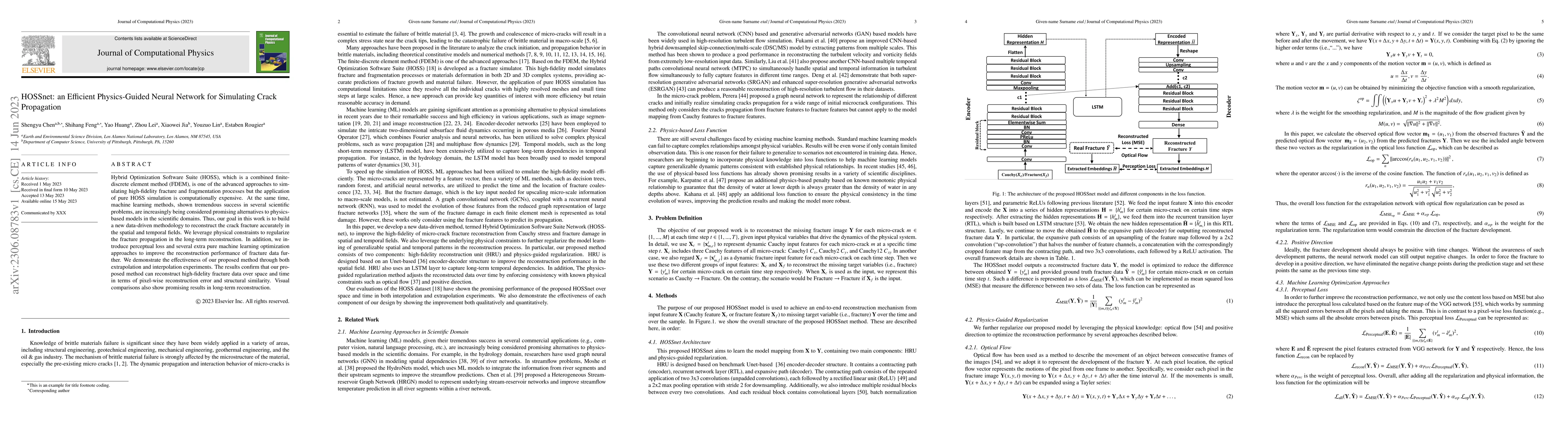 Thumbnail for HOSSnet: an Efficient Physics-Guided Neural Network for Simulating Crack
  Propagation
