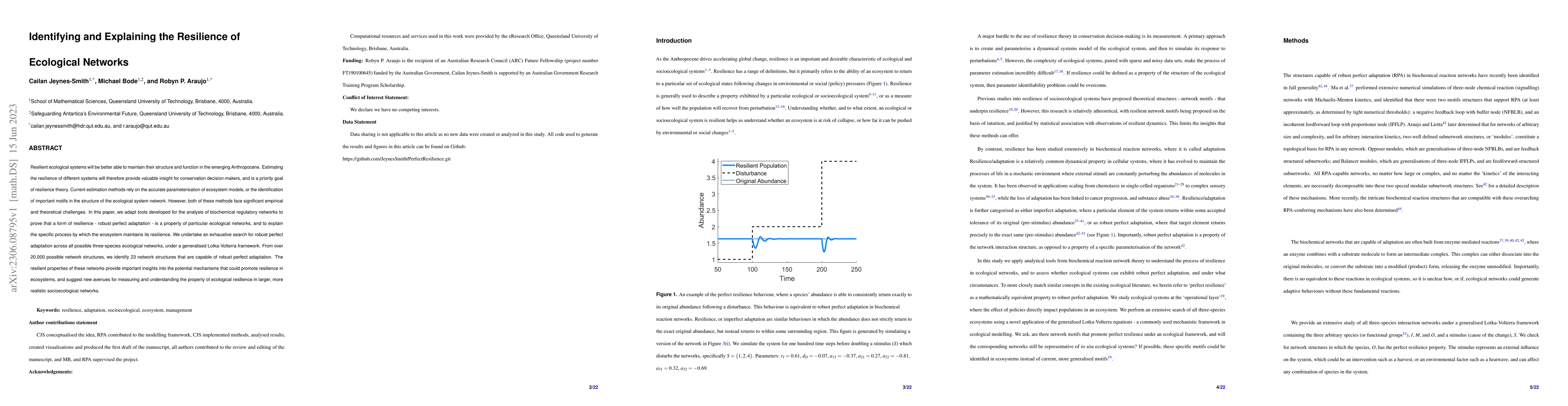 Thumbnail for Identifying and Explaining the Resilience of Ecological Networks