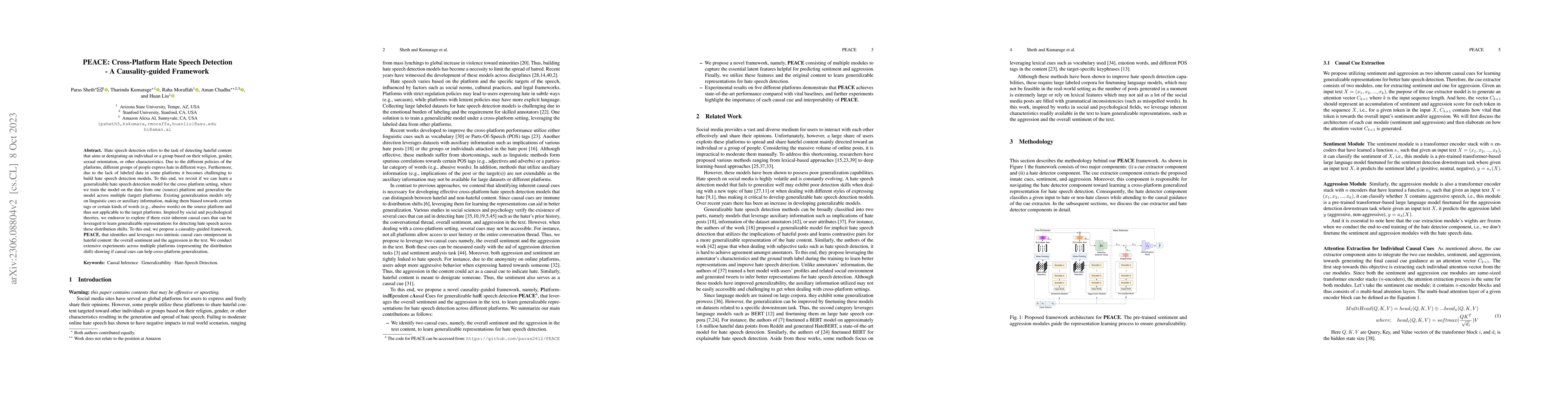 Thumbnail for PEACE: Cross-Platform Hate Speech Detection- A Causality-guided
  Framework