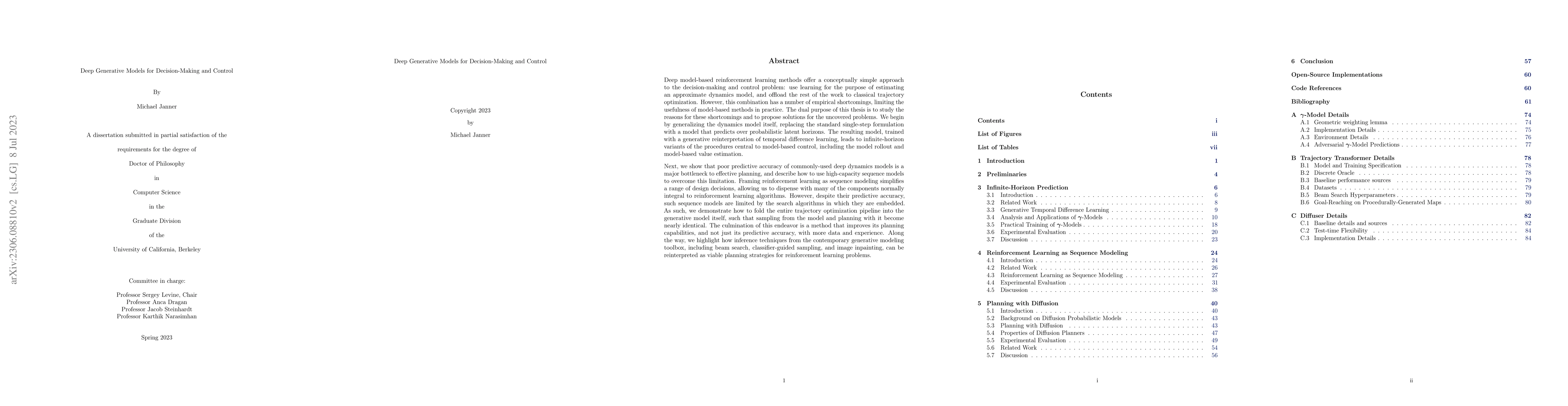 Thumbnail for Deep Generative Models for Decision-Making and Control