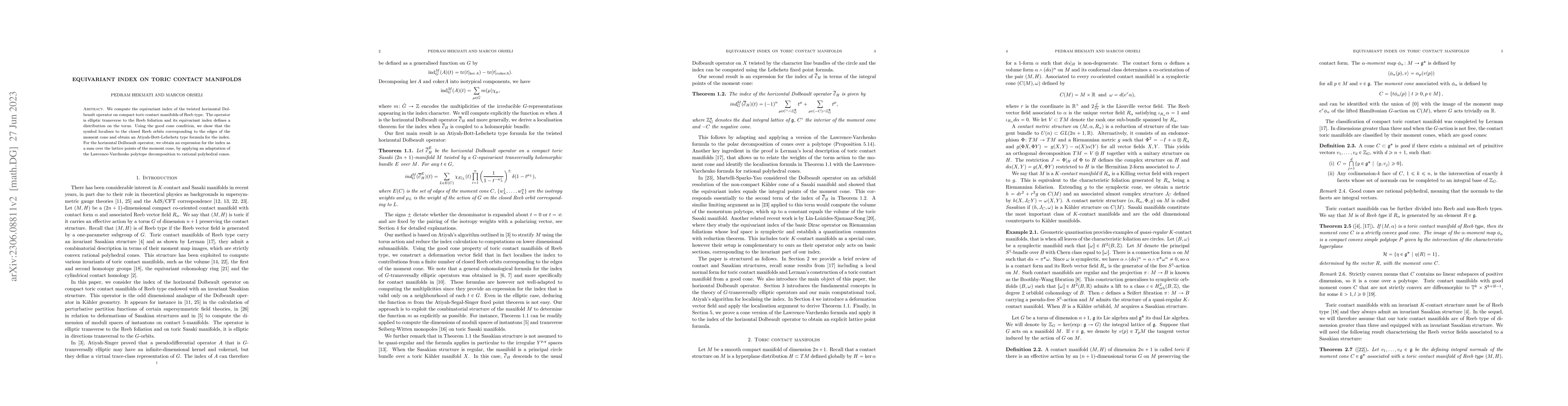 Thumbnail for Equivariant Index on Toric Contact Manifolds