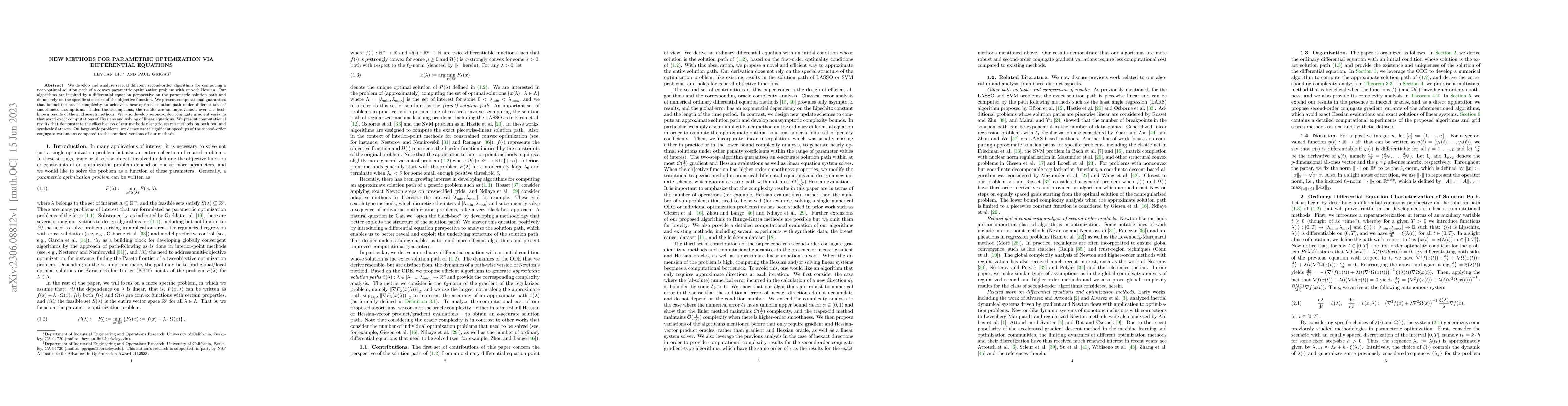 Thumbnail for New Methods for Parametric Optimization via Differential Equations