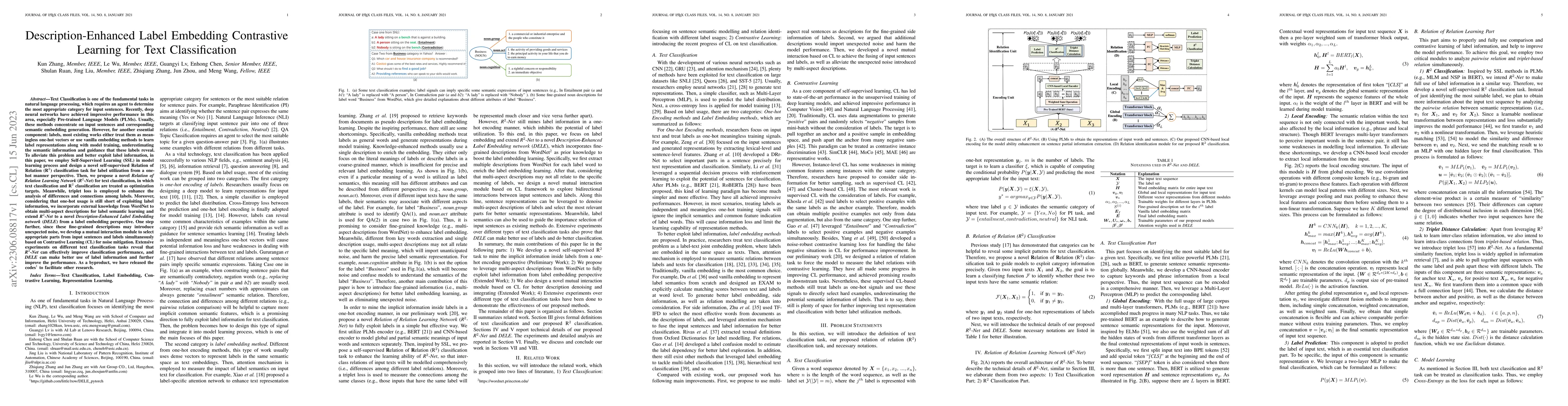 Thumbnail for Description-Enhanced Label Embedding Contrastive Learning for Text
  Classification