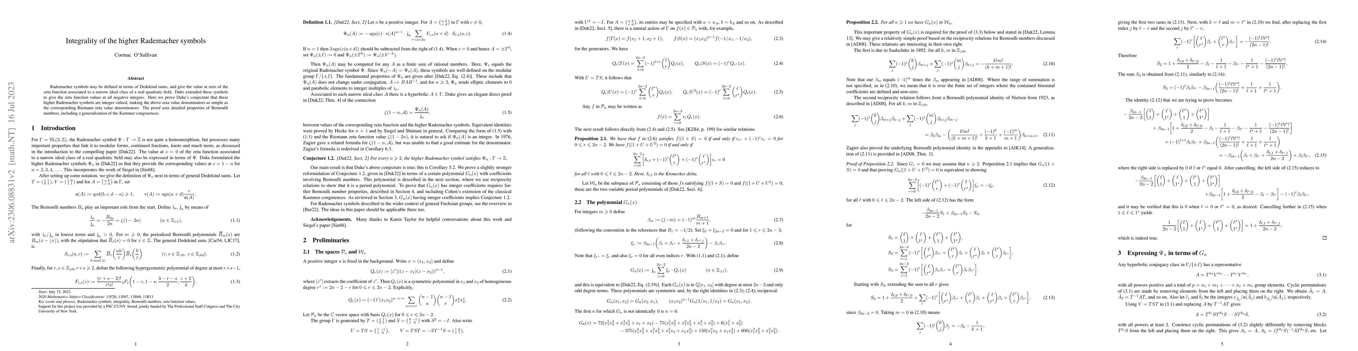 Thumbnail for Integrality of the higher Rademacher symbols