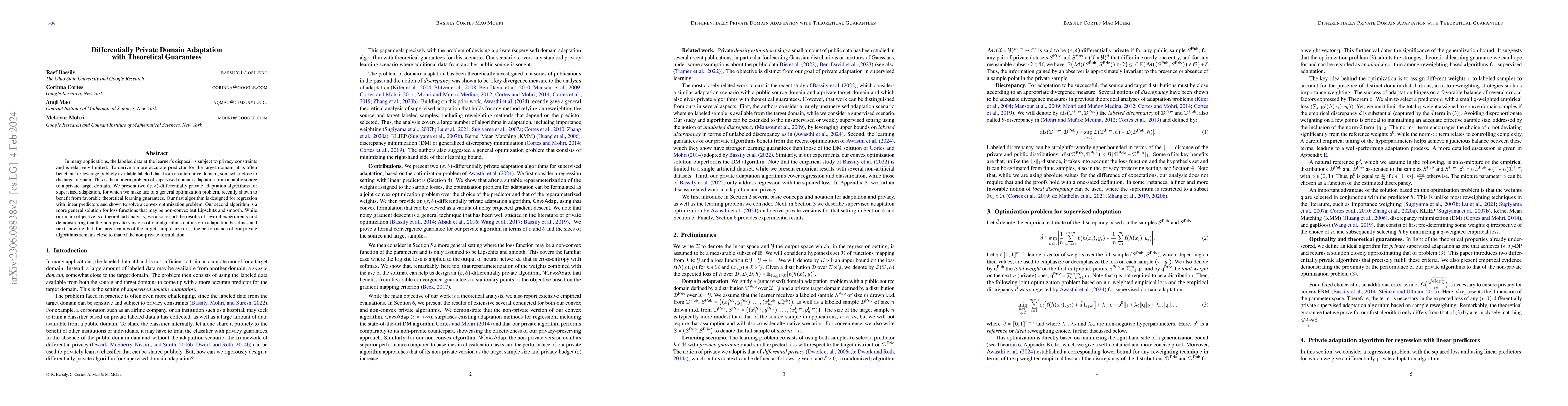 Thumbnail for Differentially Private Domain Adaptation with Theoretical Guarantees