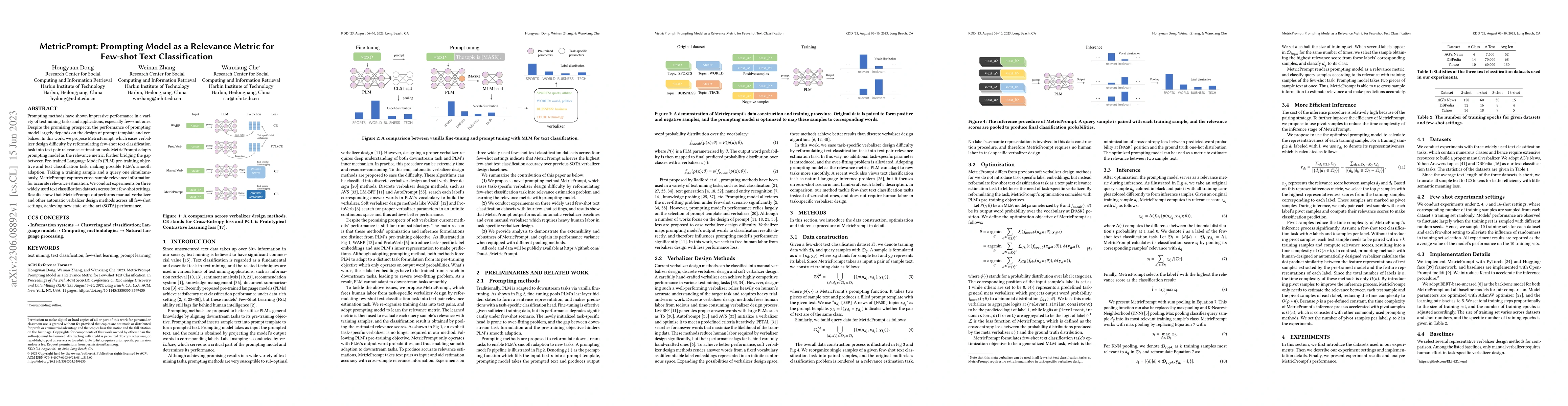 Thumbnail for MetricPrompt: Prompting Model as a Relevance Metric for Few-shot Text
  Classification