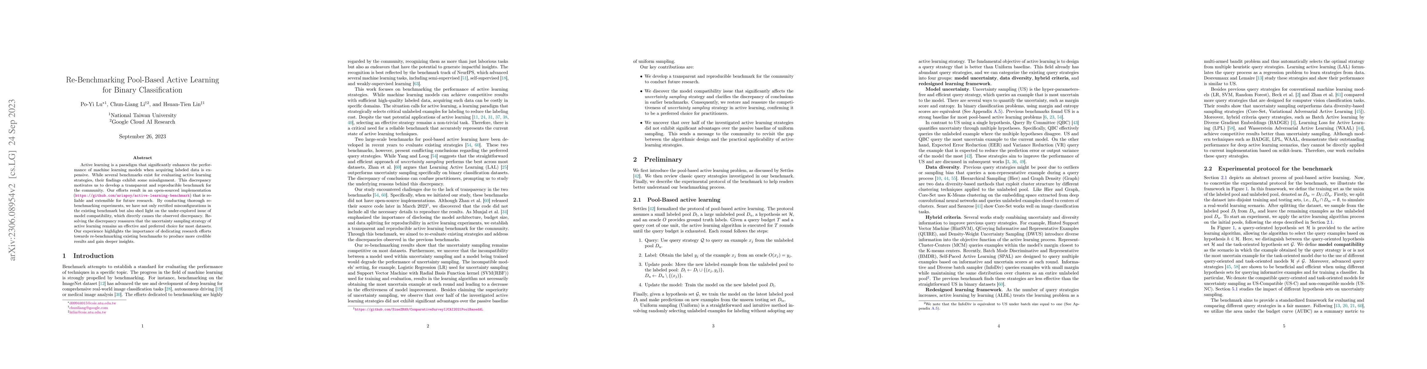Thumbnail for Re-Benchmarking Pool-Based Active Learning for Binary Classification
