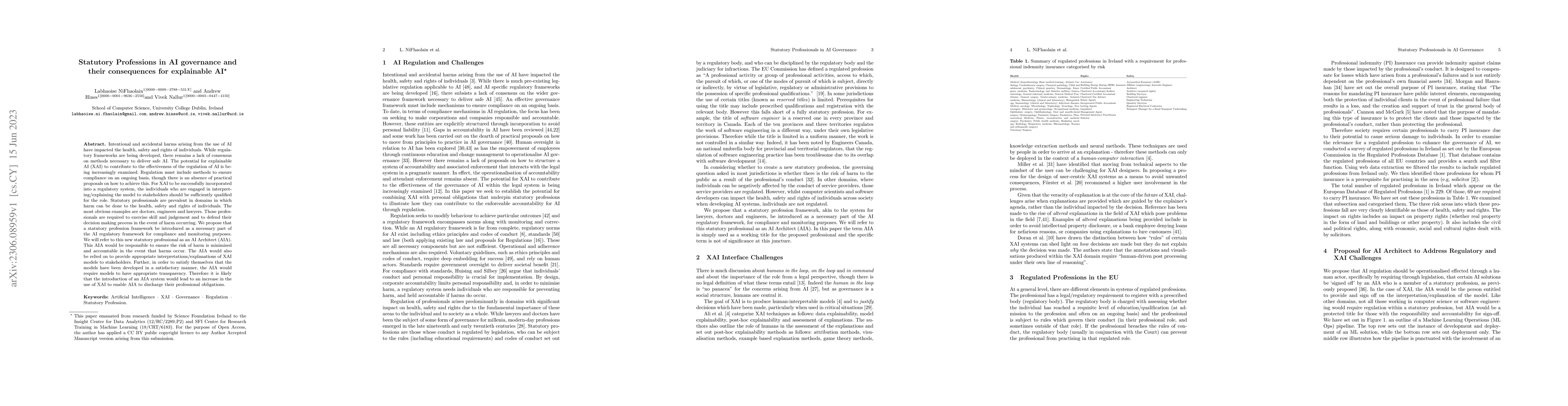 Thumbnail for Statutory Professions in AI governance and their consequences for
  explainable AI