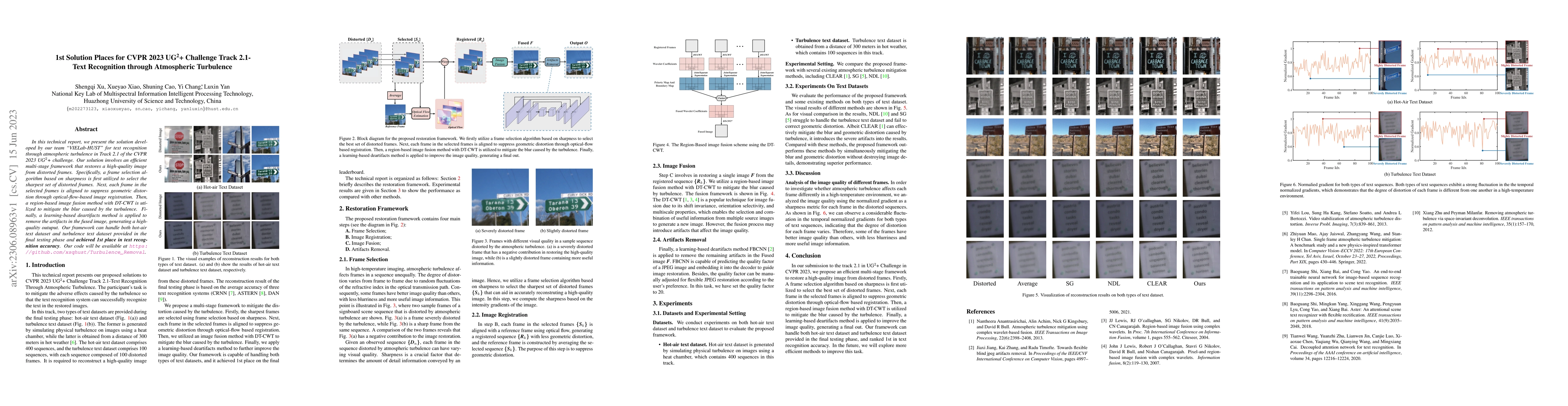 Thumbnail for 1st Solution Places for CVPR 2023 UG$^{\textbf{2}}$+ Challenge Track
  2.1-Text Recognition through Atmospheric Turbulence