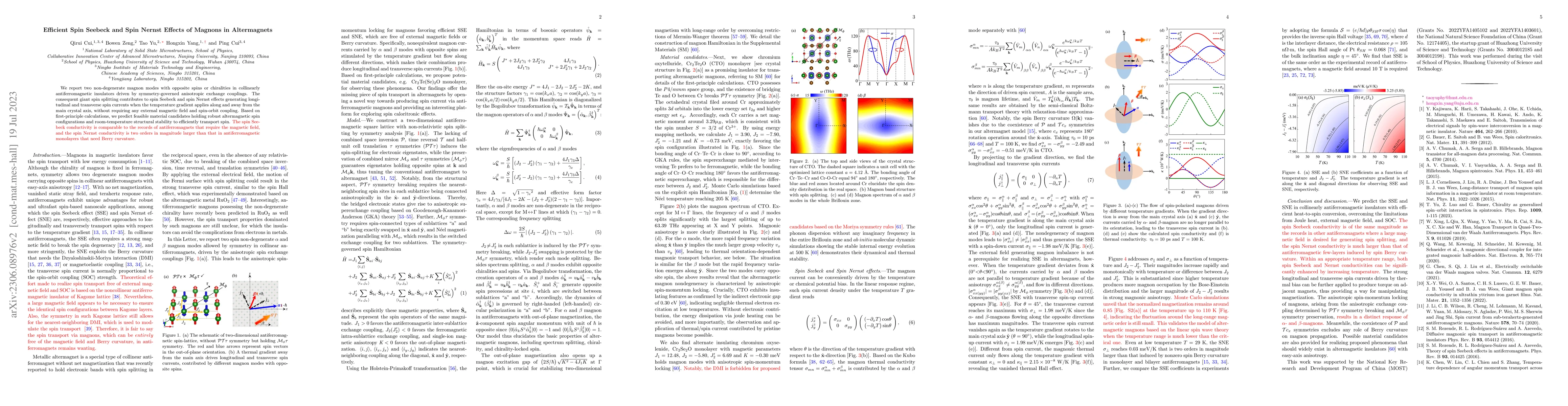 Thumbnail for Efficient Spin Seebeck and Spin Nernst Effects of Magnons in
  Altermagnets