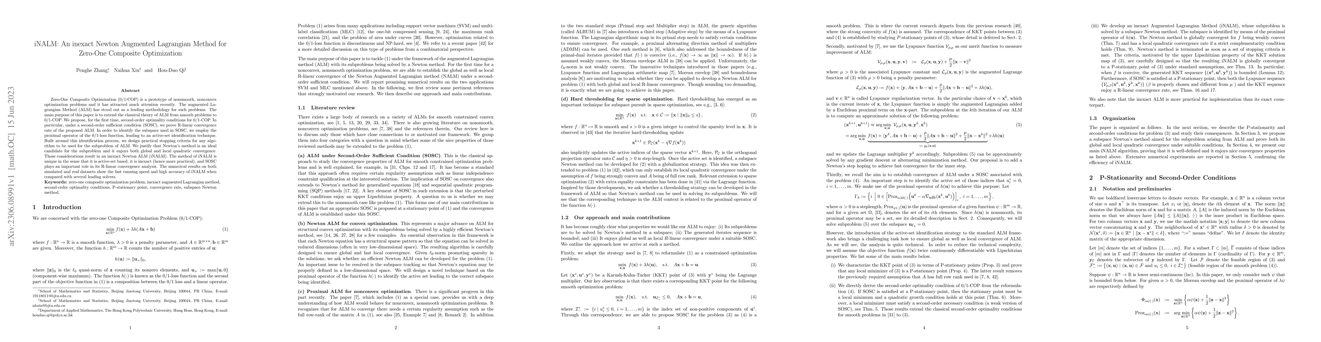 Thumbnail for iNALM: An inexact Newton Augmented Lagrangian Method for Zero-One
  Composite Optimization