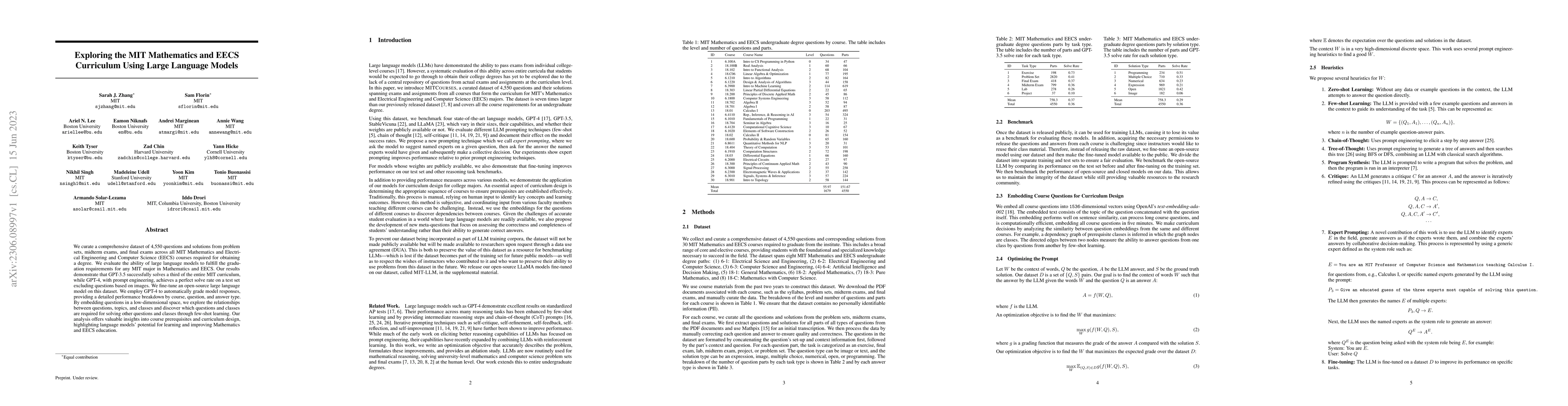 Thumbnail for Exploring the MIT Mathematics and EECS Curriculum Using Large Language
  Models