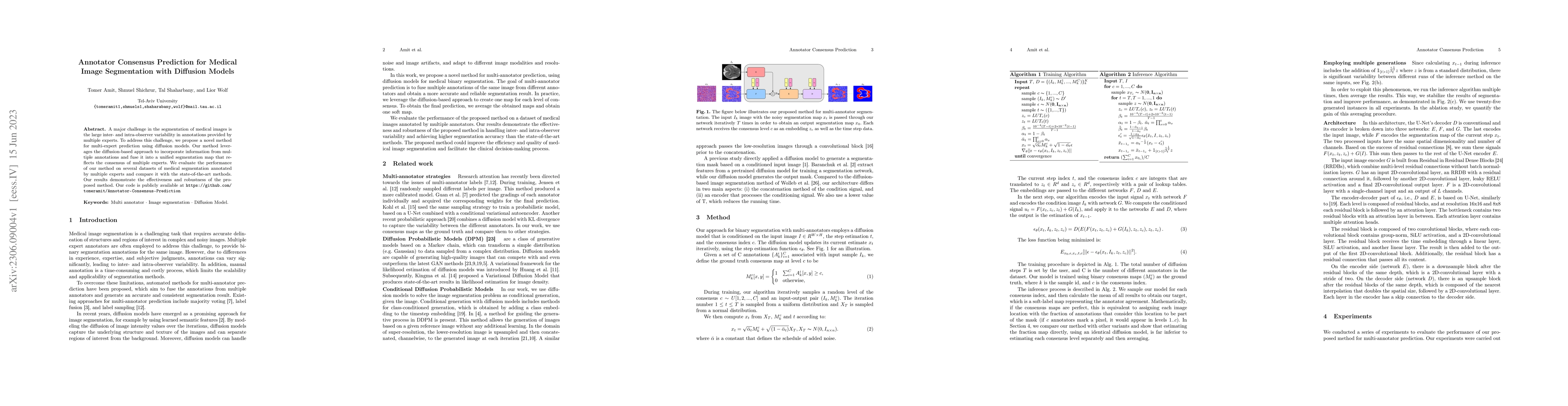 Thumbnail for Annotator Consensus Prediction for Medical Image Segmentation with
  Diffusion Models