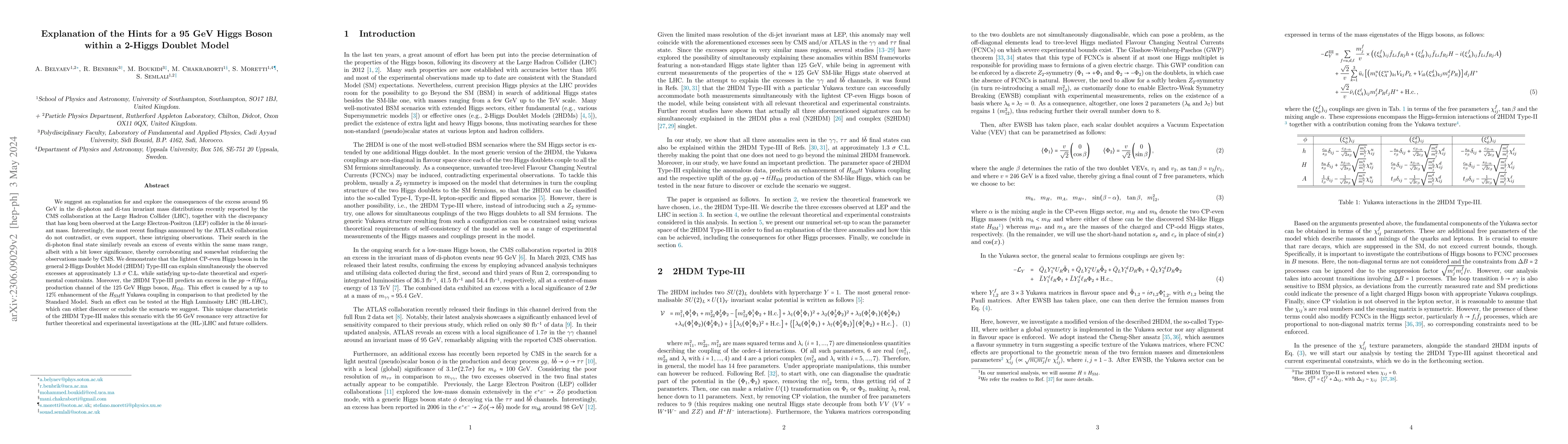 Thumbnail for Explanation of the Hints for a 95 GeV Higgs Boson within a 2-Higgs
  Doublet Model