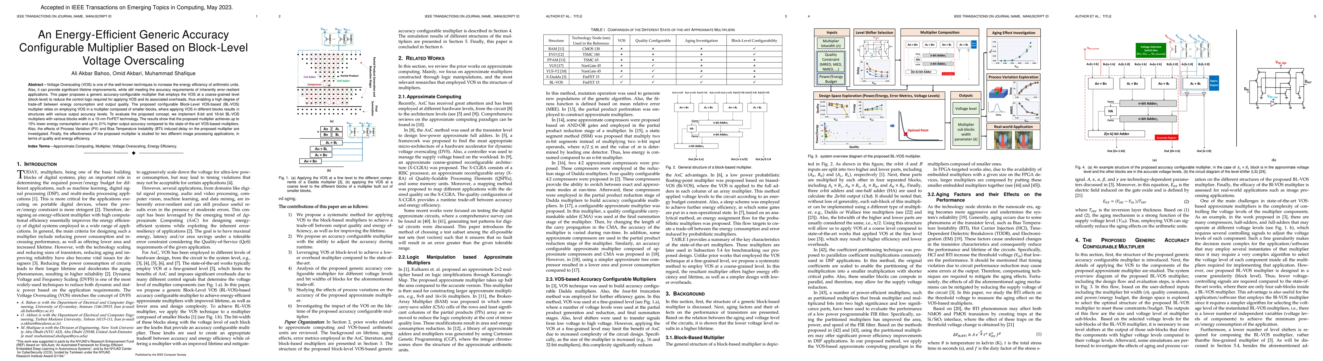 Thumbnail for An Energy-Efficient Generic Accuracy Configurable Multiplier Based on
  Block-Level Voltage Overscaling