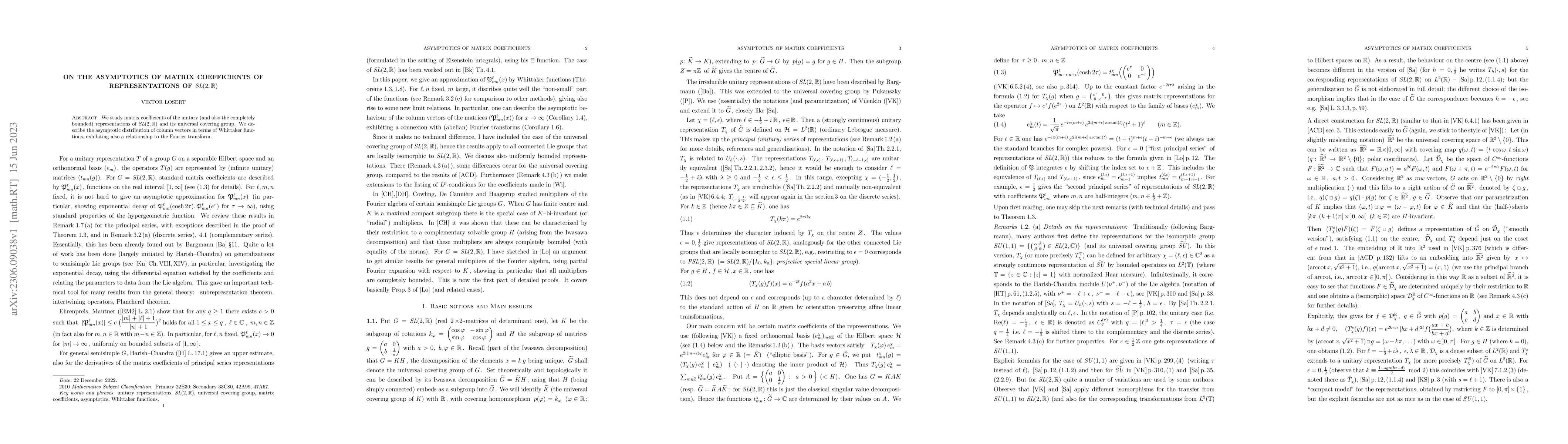 Thumbnail for On the asymptotics of matrix coefficients of representations of SL(2,R)
